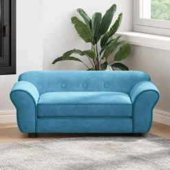 vidaXL Hondenbank 72x45x30 cm pluche turquoise