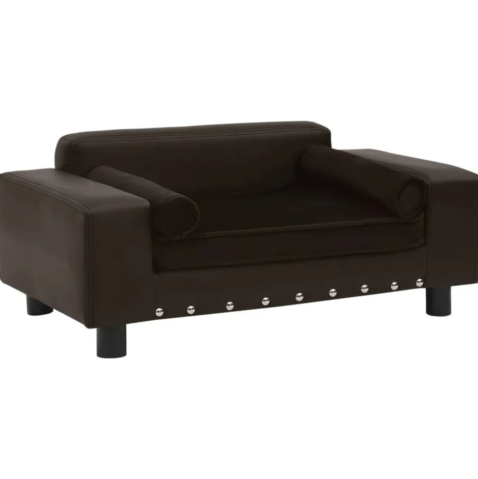 vidaXL Hondenbank 81x43x31 cm pluche en kunstleer bruin