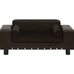 vidaXL Hondenbank 81x43x31 cm pluche en kunstleer bruin