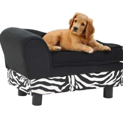 vidaXL Hondenbank 57x34x36 cm pluche zwart