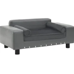 vidaXL Hondenbank 81x43x31 cm pluche en kunstleer grijs