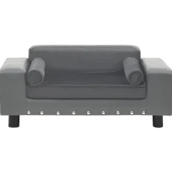 vidaXL Hondenbank 81x43x31 cm pluche en kunstleer grijs
