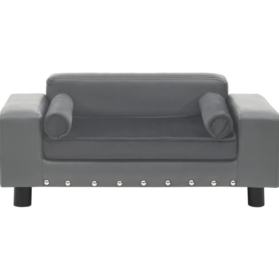 vidaXL Hondenbank 81x43x31 cm pluche en kunstleer grijs