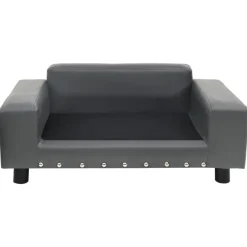vidaXL Hondenbank 81x43x31 cm pluche en kunstleer grijs