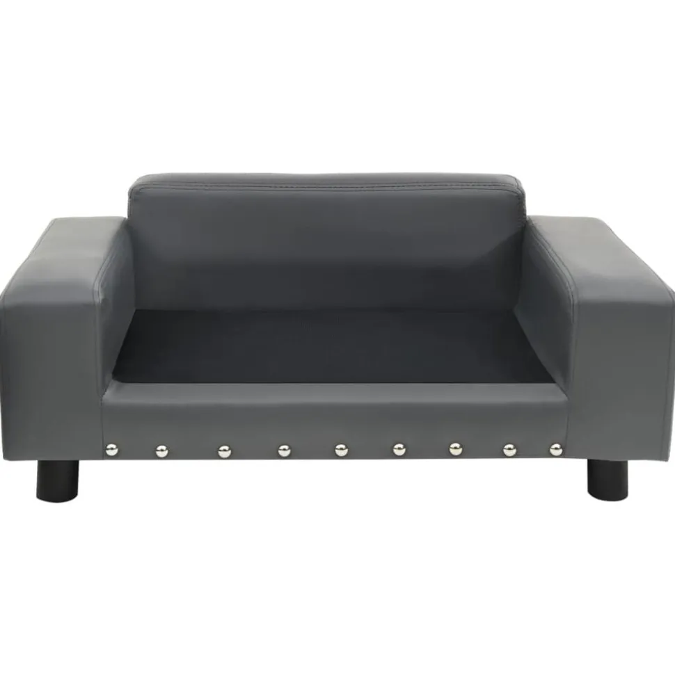 vidaXL Hondenbank 81x43x31 cm pluche en kunstleer grijs