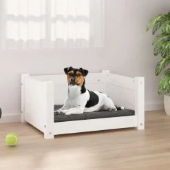 vidaXL Hondenbed Wit 55,5x45,5x28 cm Massief grenenhout