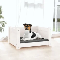 vidaXL Hondenbed Wit 55,5x45,5x28 cm Massief grenenhout