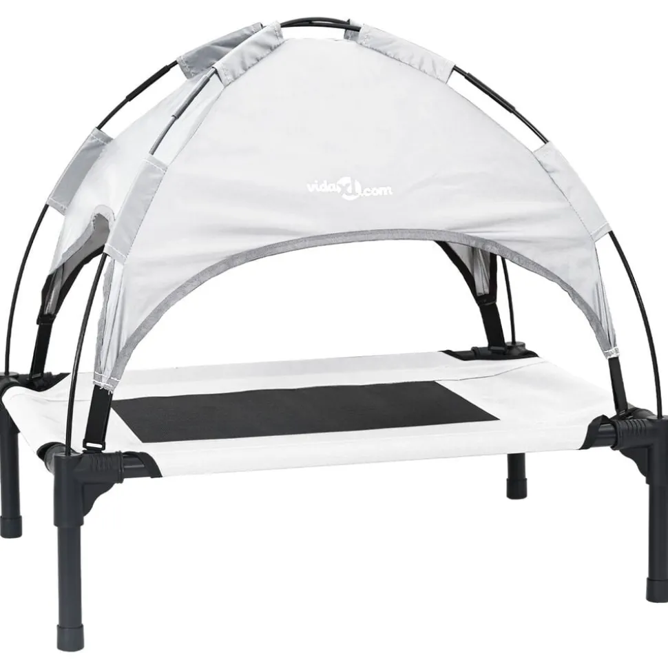 vidaXL Hondenbed Zilvergrijs 62 x 48 x 61 cm Staal