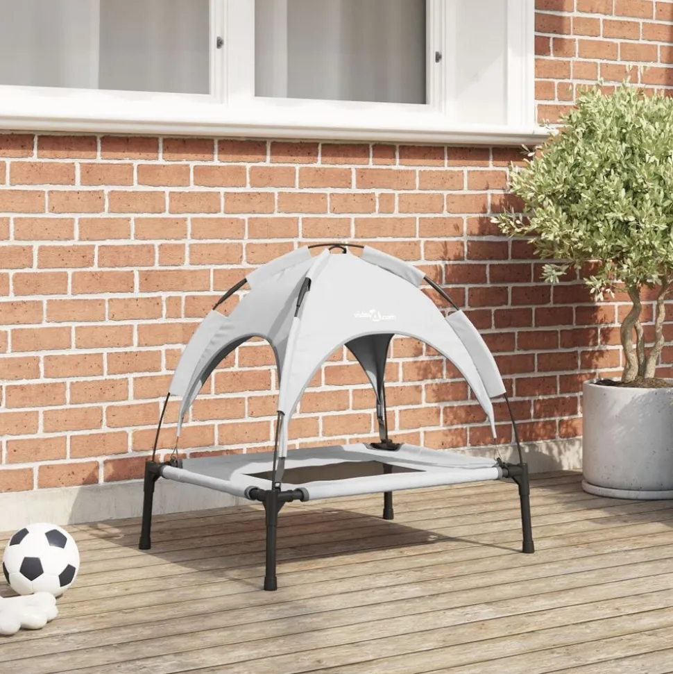 vidaXL Hondenbed Zilvergrijs 62 x 48 x 61 cm Staal