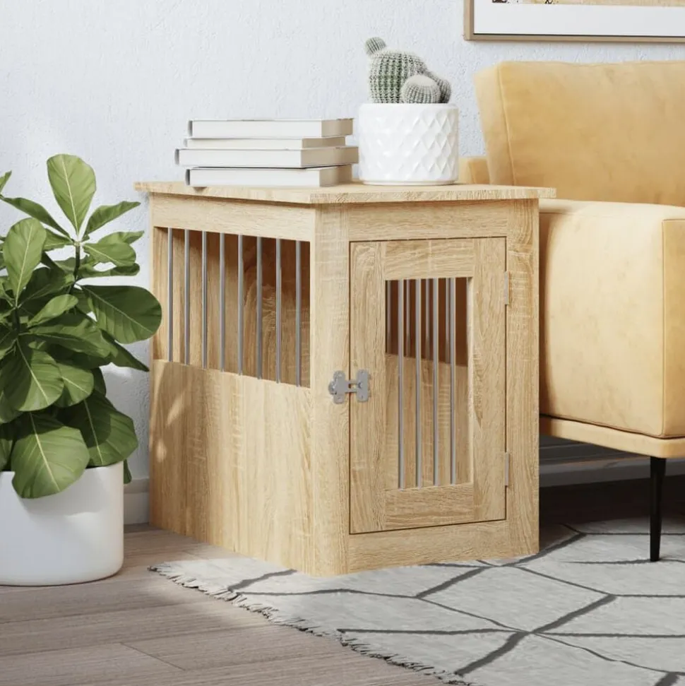 vidaXL Hondenbench 45x62x59 cm bewerkt hout sonoma eikenkleurig
