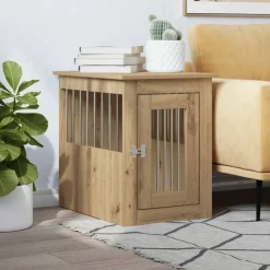 vidaXL Hondenbench 45x62x59 cm bewerkt hout artisanaal eikenkleurig