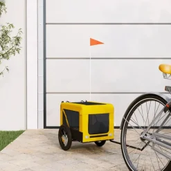 vidaXL Hondenfietstrailer oxford stof en ijzer geel en zwart