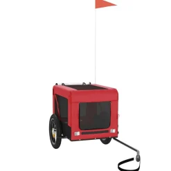 vidaXL Hondenfietstrailer oxford stof en ijzer rood en zwart