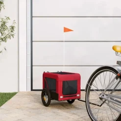 vidaXL Hondenfietstrailer oxford stof en ijzer rood en zwart