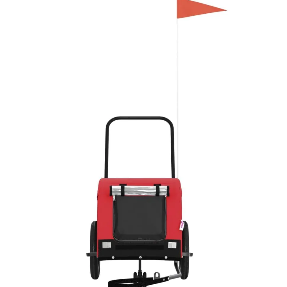 vidaXL Hondenfietstrailer oxford stof en ijzer rood en zwart