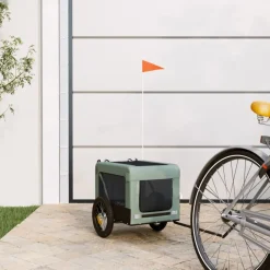 vidaXL Hondenfietstrailer oxfordstof en ijzer grijs en zwart
