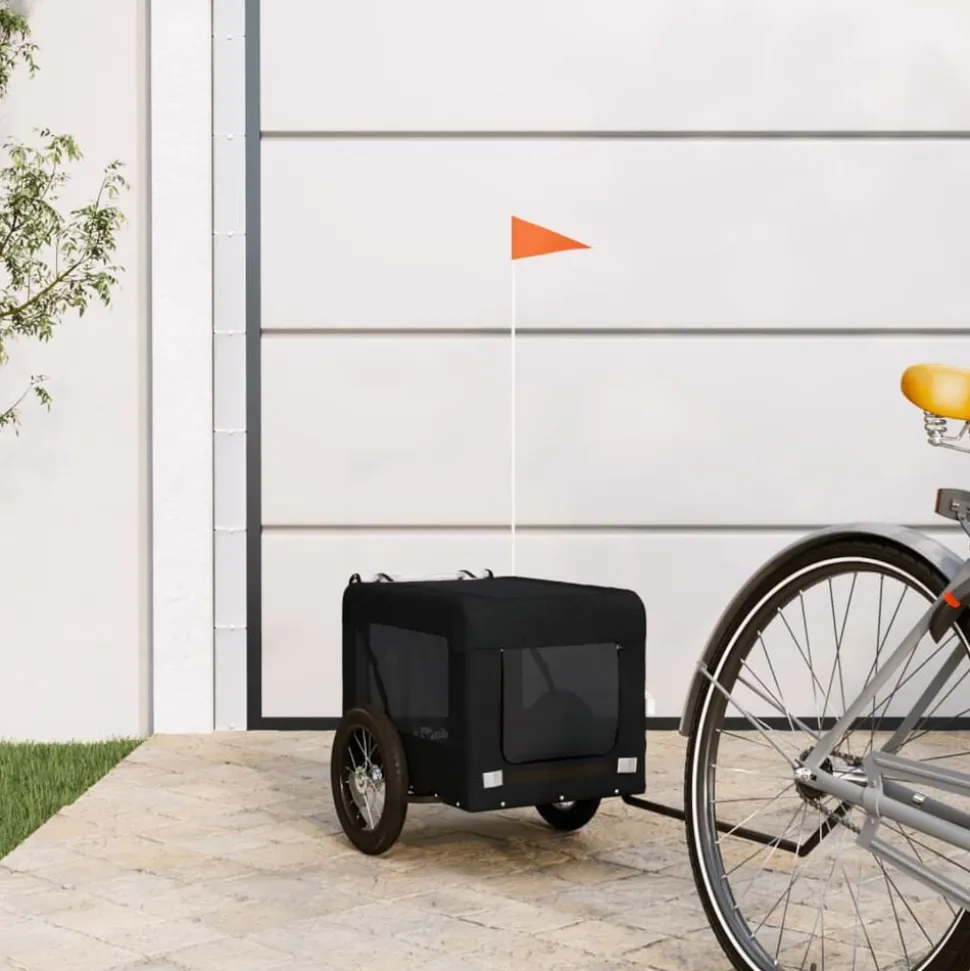 vidaXL Hondenfietstrailer oxford stof en ijzer zwart
