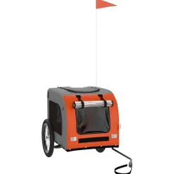 vidaXL Hondenfietstrailer oxford stof en ijzer oranje en grijs