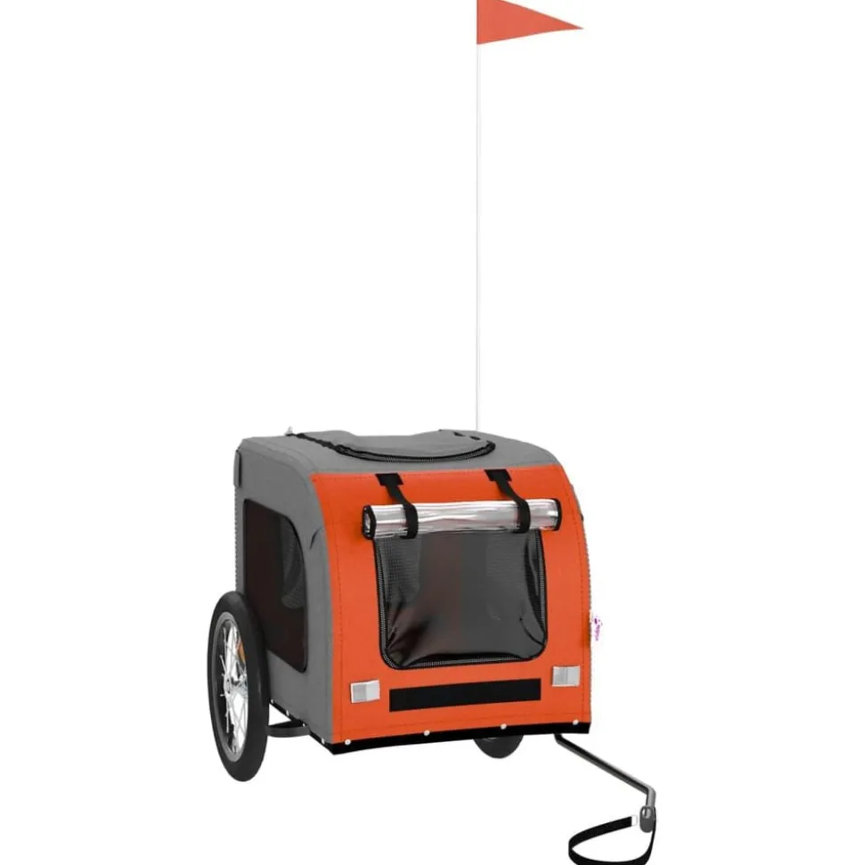 vidaXL Hondenfietstrailer oxford stof en ijzer oranje en grijs