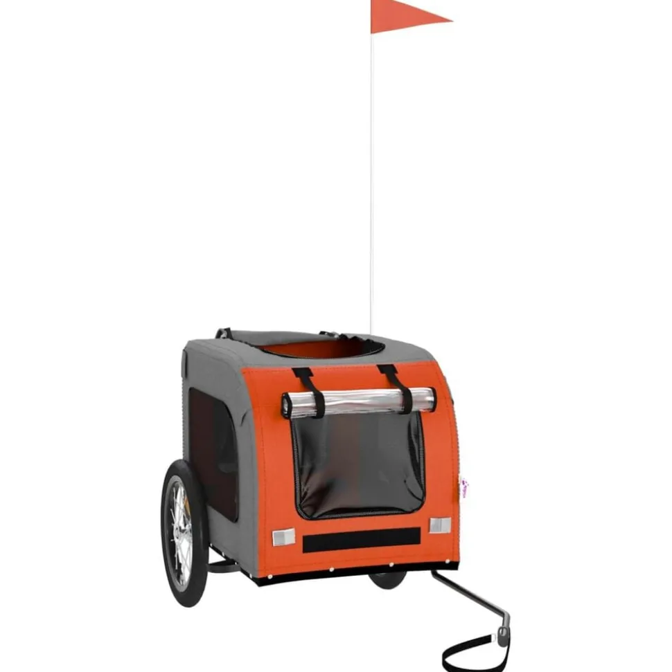 vidaXL Hondenfietstrailer oxford stof en ijzer oranje en grijs