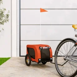 vidaXL Hondenfietstrailer oxford stof en ijzer oranje en zwart