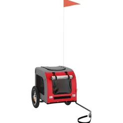 vidaXL Hondenfietstrailer oxford stof en ijzer rood en grijs