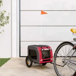 vidaXL Hondenfietstrailer oxford stof en ijzer rood en grijs