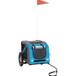 vidaXL Hondenfietstrailer oxford stof en ijzer blauw en grijs