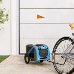 vidaXL Hondenfietstrailer oxford stof en ijzer blauw en grijs