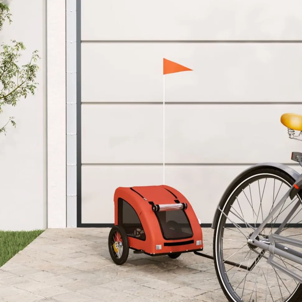 vidaXL Hondenfietstrailer oxford stof en ijzer oranje