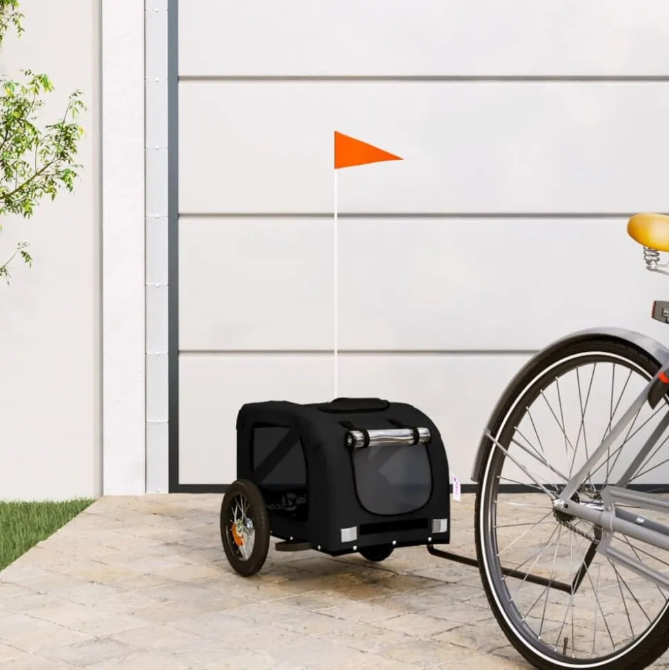 vidaXL Hondenfietstrailer oxford stof en ijzer zwart