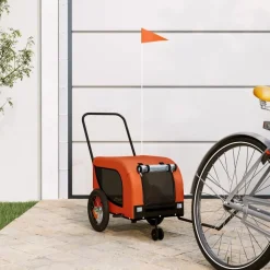 vidaXL Hondenfietstrailer oxford stof en ijzer oranje en zwart