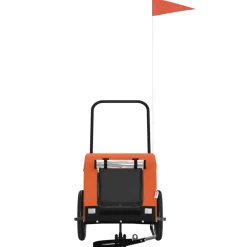 vidaXL Hondenfietstrailer oxford stof en ijzer oranje en zwart