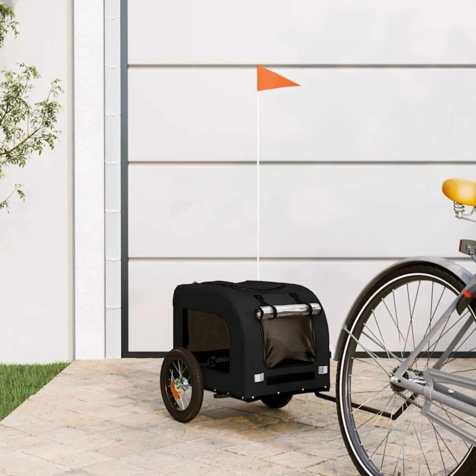 vidaXL Hondenfietstrailer oxford stof en ijzer zwart