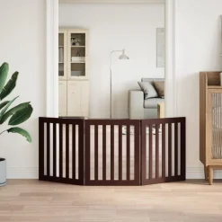 vidaXL Hondenhek inklapbaar 3 panelen 150 cm populierenhout bruin