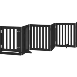 vidaXL Hondenhek inklapbaar 9 panelen 450 cm populierenhout zwart