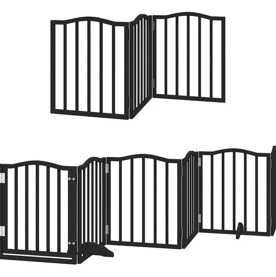 vidaXL Hondenhek inklapbaar 9 panelen 450 cm populierenhout zwart