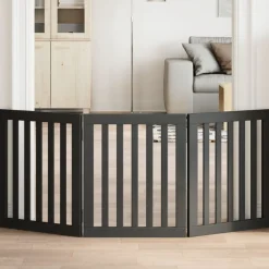 vidaXL Hondenhek inklapbaar 3 panelen 150 cm populierenhout zwart