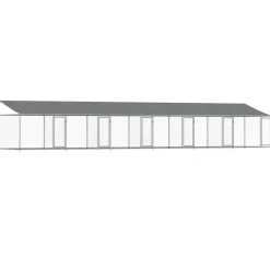 vidaXL Hondenhok met dak en deuren 12x2x2 m gegalvaniseerd staal grijs