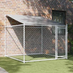 vidaXL Hondenhok met dak en deur 2x2x2 m gegalvaniseerd staal grijs