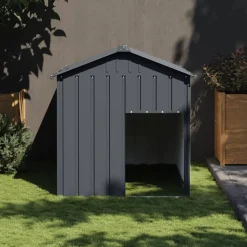 vidaXL Hondenhok met dak 117x153x123 cm gegalvaniseerd staal antraciet