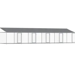 vidaXL Hondenhok met dak en deuren 10x2x2 m gegalvaniseerd staal grijs