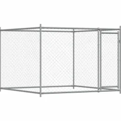 vidaXL Hondenhok met deur 2x2x1,5 m gegalvaniseerd staal grijs