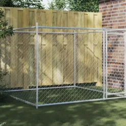 vidaXL Hondenhok met deur 2x2x1,5 m gegalvaniseerd staal grijs