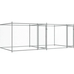 vidaXL Hondenhok met deuren 4x2x1,5 m gegalvaniseerd staal grijs