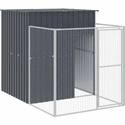 vidaXL Hondenhok met ren 165x251x181 cm gegalvaniseerd staal antraciet
