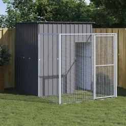 vidaXL Hondenhok met ren 165x251x181 cm gegalvaniseerd staal antraciet