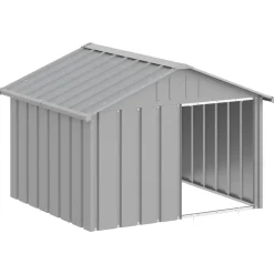 vidaXL Hondenhok 116,5x103x81,5 cm gegalvaniseerd staal grijs