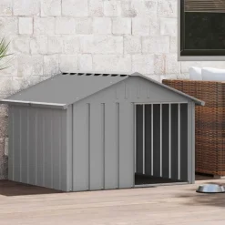vidaXL Hondenhok 116,5x103x81,5 cm gegalvaniseerd staal grijs