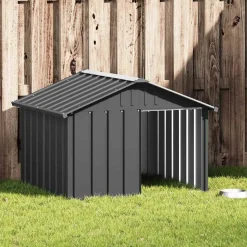 vidaXL Hondenhok 116,5x103x81,5 cm gegalvaniseerd staal antracietkleur